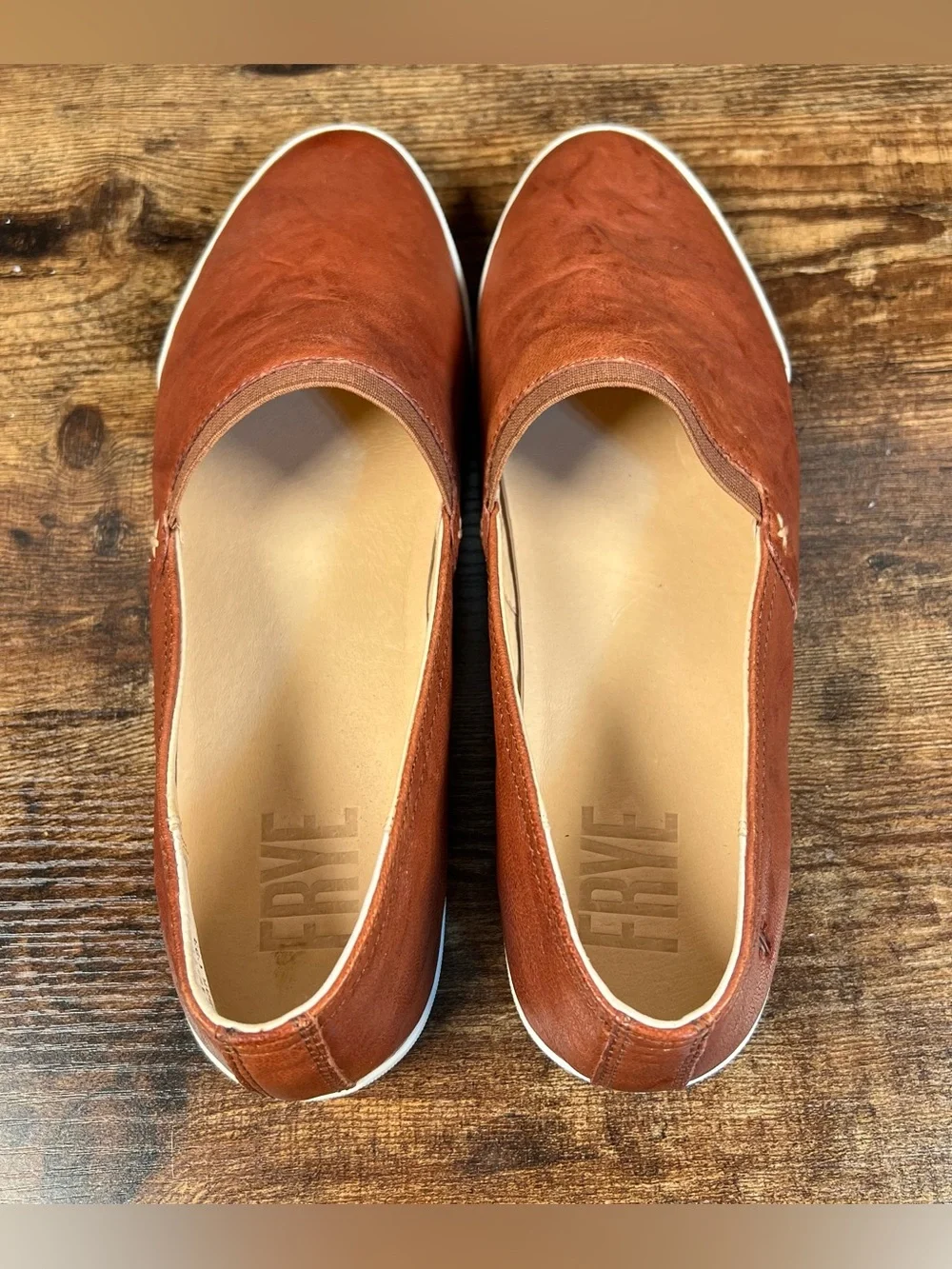 Frye Leather Loafers Melanie Flats Slip On Brown Casual Shoes Women's 10